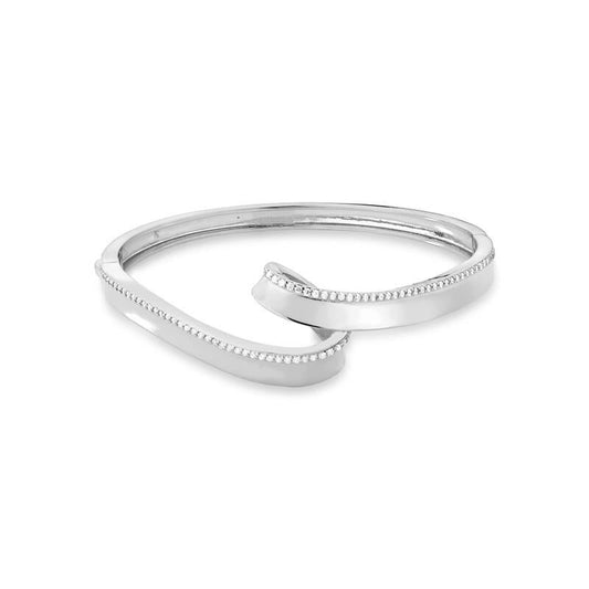 18kt White Gold Plated CZ Wave Bangle Bracelet