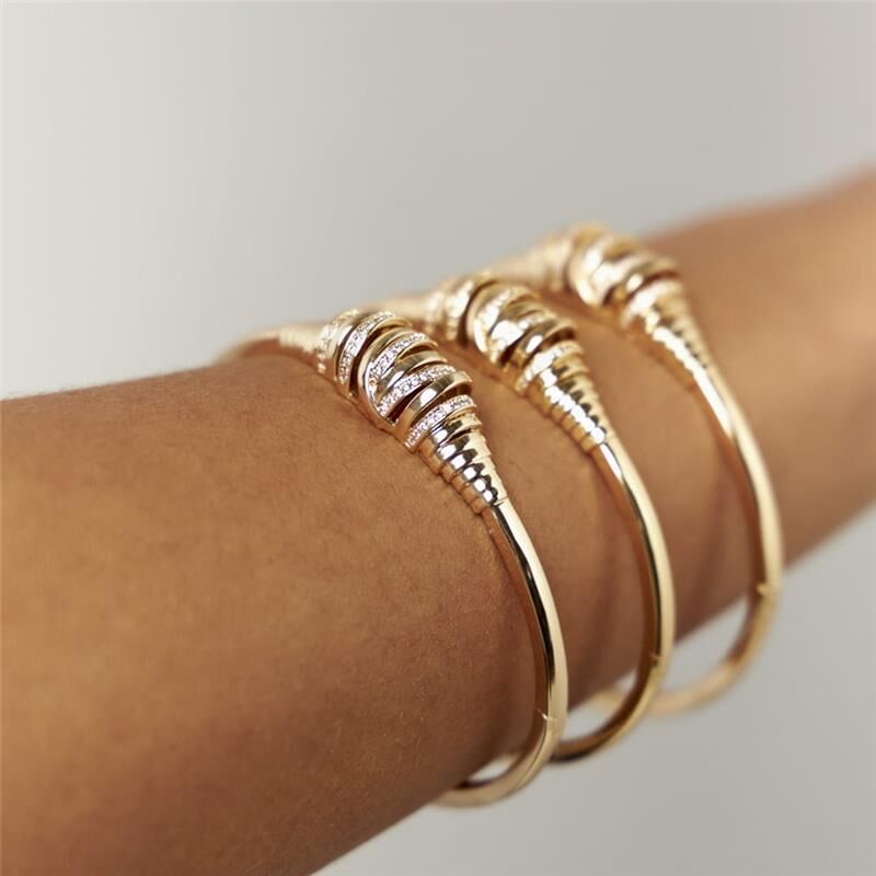 18kt Yellow Gold Plated CZ Wrapped Bangle Bracelet