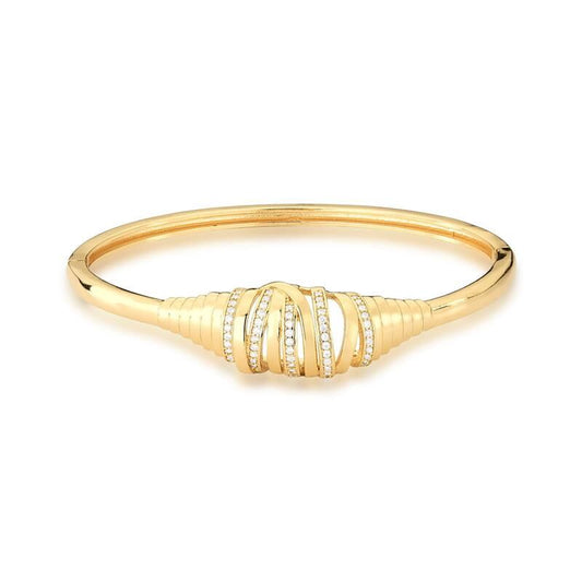 18kt Yellow Gold Plated CZ Wrapped Bangle Bracelet