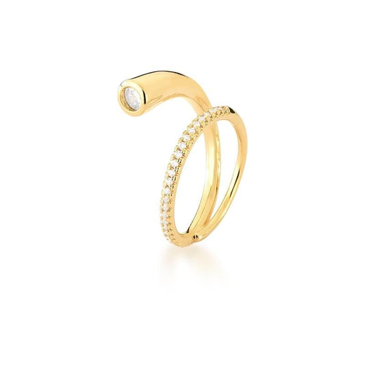 18kt Yellow Gold-Plated CZ Adjustable Women's Ring