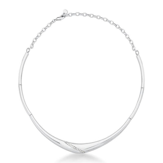 18kt White Gold-Plated CZ Silver Chocker Necklace