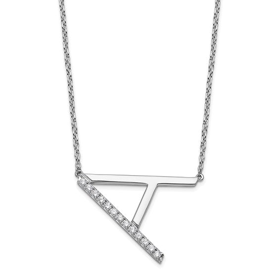 Solid 14k Gold Real Diamond Sideways Personalized Monogram Initial Name Necklace Dainty Jewelry Gift for Her Birthday Christmas Present Idea