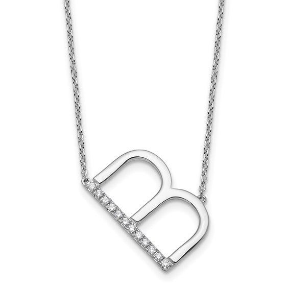 Solid 14k Gold Real Diamond Sideways Personalized Monogram Initial Name Necklace Dainty Jewelry Gift for Her Birthday Christmas Present Idea