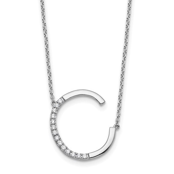 Solid 14k Gold Real Diamond Sideways Personalized Monogram Initial Name Necklace Dainty Jewelry Gift for Her Birthday Christmas Present Idea