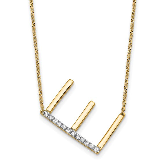 Solid 14k Gold Real Diamond Sideways Personalized Monogram Initial Name Necklace Dainty Jewelry Gift for Her Birthday Christmas Present Idea