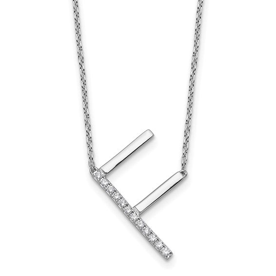 Solid 14k Gold Real Diamond Sideways Personalized Monogram Initial Name Necklace Dainty Jewelry Gift for Her Birthday Christmas Present Idea