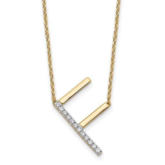 Solid 14k Gold Real Diamond Sideways Personalized Monogram Initial Name Necklace Dainty Jewelry Gift for Her Birthday Christmas Present Idea