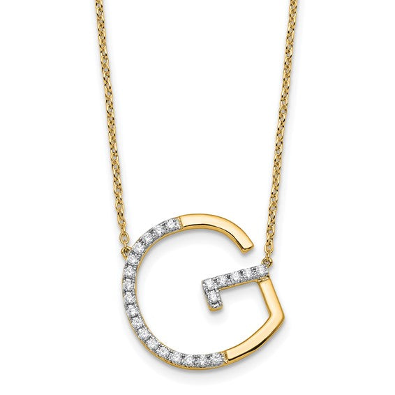 Solid 14k Gold Real Diamond Sideways Personalized Monogram Initial Name Necklace Dainty Jewelry Gift for Her Birthday Christmas Present Idea