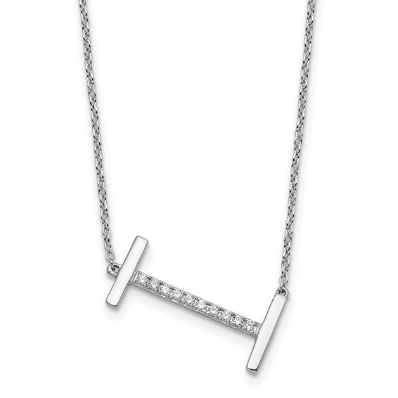 Solid 14k Gold Real Diamond Sideways Personalized Monogram Initial Name Necklace Dainty Jewelry Gift for Her Birthday Christmas Present Idea