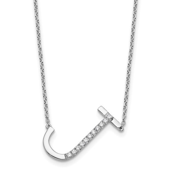 Solid 14k Gold Real Diamond Sideways Personalized Monogram Initial Name Necklace Dainty Jewelry Gift for Her Birthday Christmas Present Idea