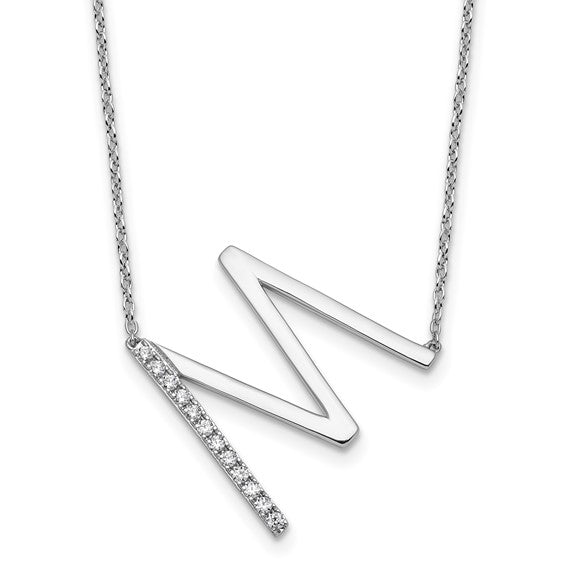 Solid 14k Gold Real Diamond Sideways Personalized Monogram Initial Name Necklace Dainty Jewelry Gift for Her Birthday Christmas Present Idea