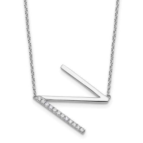 Solid 14k Gold Real Diamond Sideways Personalized Monogram Initial Name Necklace Dainty Jewelry Gift for Her Birthday Christmas Present Idea