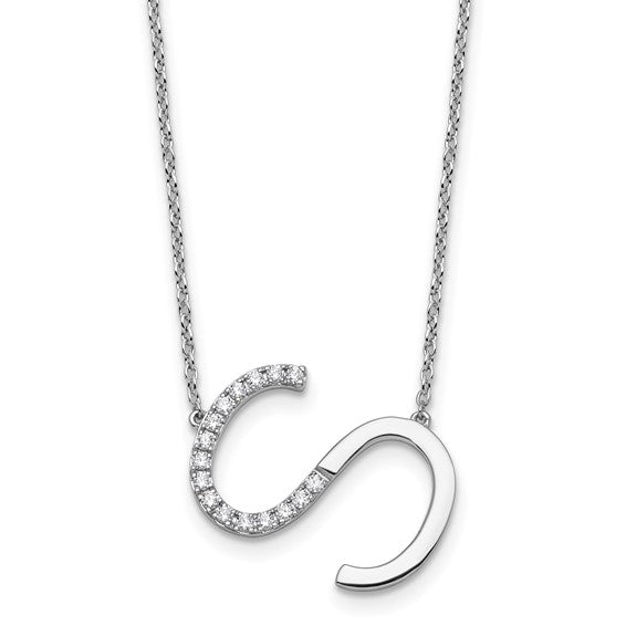 Solid 14k Gold Real Diamond Sideways Personalized Monogram Initial Name Necklace Dainty Jewelry Gift for Her Birthday Christmas Present Idea