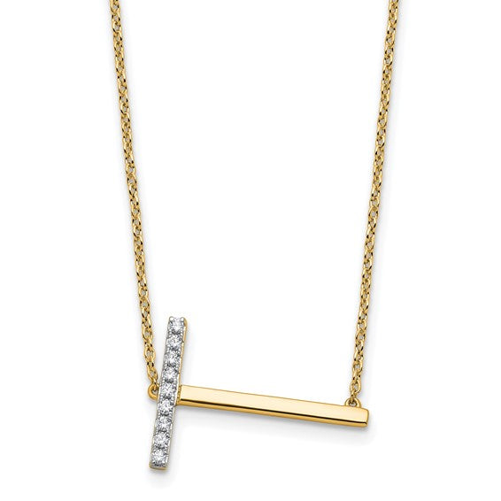 Solid 14k Gold Real Diamond Sideways Personalized Monogram Initial Name Necklace Dainty Jewelry Gift for Her Birthday Christmas Present Idea