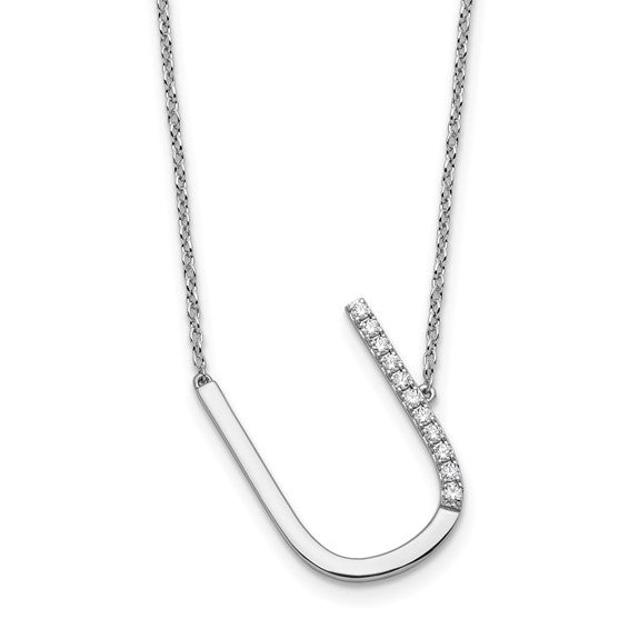 Solid 14k Gold Real Diamond Sideways Personalized Monogram Initial Name Necklace Dainty Jewelry Gift for Her Birthday Christmas Present Idea