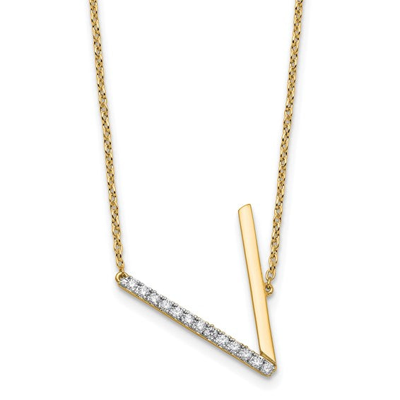 Solid 14k Gold Real Diamond Sideways Personalized Monogram Initial Name Necklace Dainty Jewelry Gift for Her Birthday Christmas Present Idea