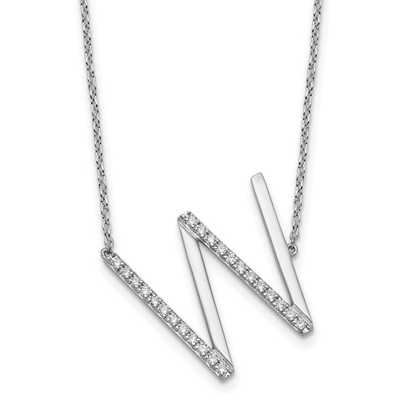 Solid 14k Gold Real Diamond Sideways Personalized Monogram Initial Name Necklace Dainty Jewelry Gift for Her Birthday Christmas Present Idea