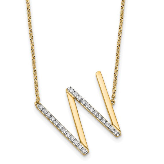 Solid 14k Gold Real Diamond Sideways Personalized Monogram Initial Name Necklace Dainty Jewelry Gift for Her Birthday Christmas Present Idea