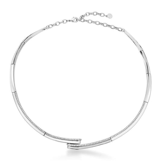 18kt White Gold-Plated CZ Silver Chocker Necklace