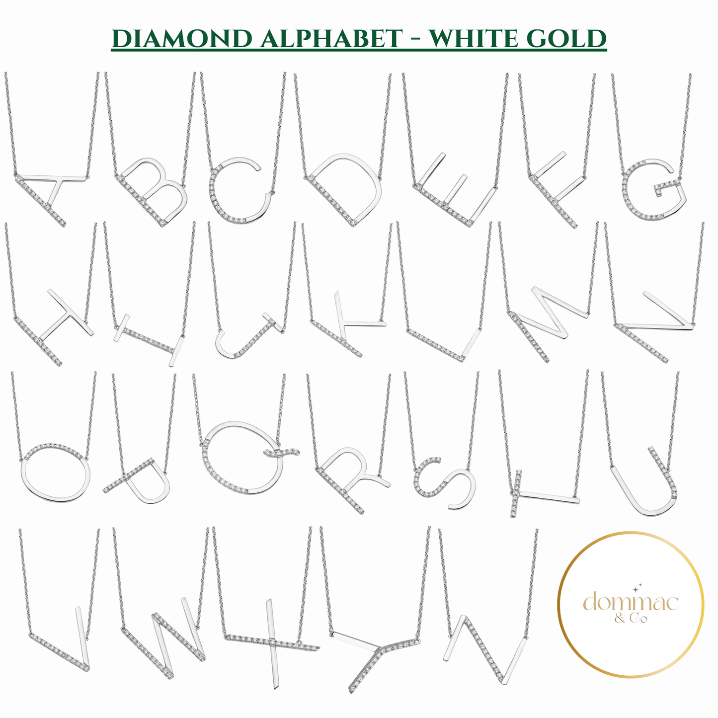 Solid 14k Gold Real Diamond Sideways Personalized Monogram Initial Name Necklace Dainty Jewelry Gift for Her Birthday Christmas Present Idea