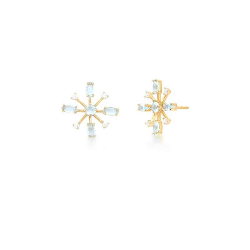 Green Emerald CZ 18kt Yellow Gold Plated Fireworks Earrings