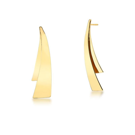 18kt Yellow Gold-Plated Geometric Bold Women's Earrings