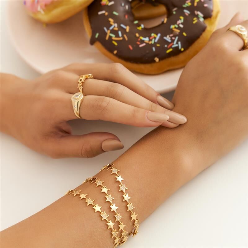 18kt Yellow Gold-Plated CZ Star Minimalist Bracelet
