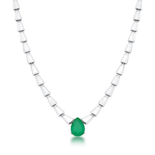 18kt White Gold-Plated Green Emerald Chocker Necklace