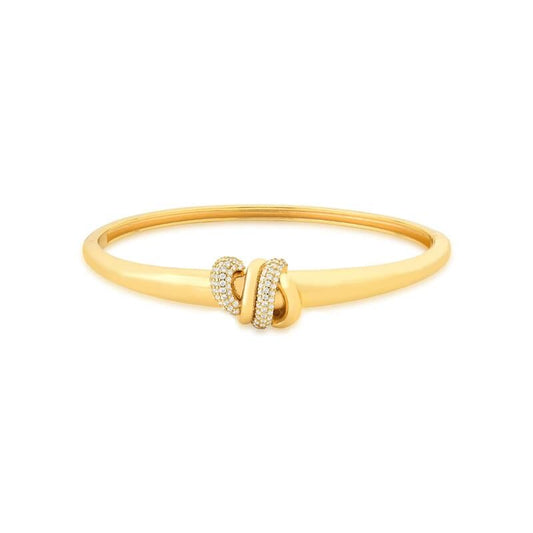 18kt Yellow Gold Plated CZ Knot Women's Bangle Bracelet