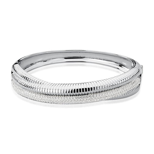 18kt White Gold Plated CZ Pave Setting Women's Bangle Bracelet