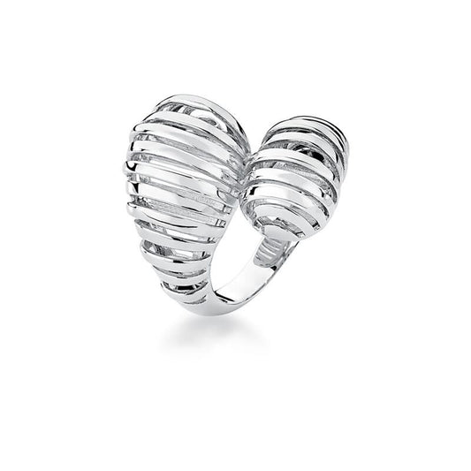18kt White Gold-Plated Bold Silver Adjustable Ring