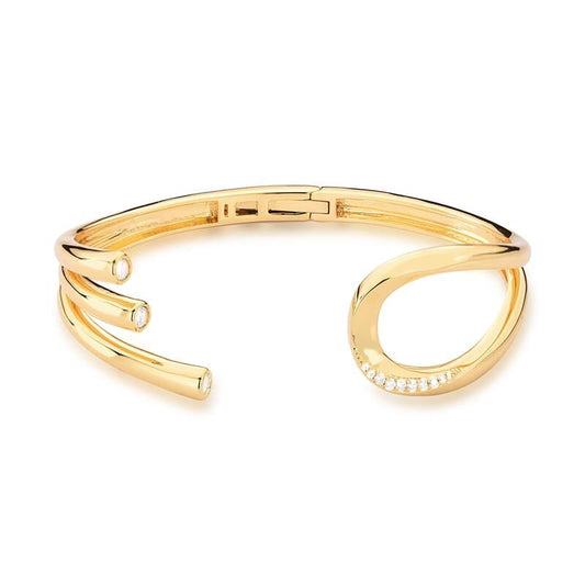 18kt Yellow Gold Plated Cubic Zirconia Open Cuff Style Women's Bracelet by Carola Jewelry