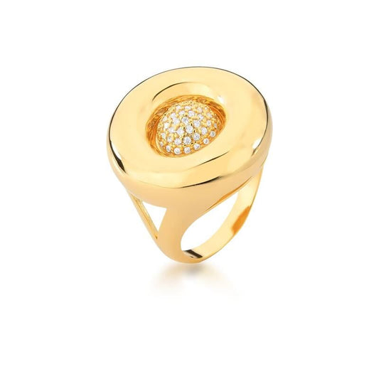 18kt Yellow Gold-Plated Zircon Women's Ring