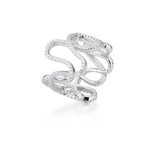 Luxury Zircon Ring | CZ White Gold Rhodium Ring | Simulated Diamond Rings | Cocktail Rings | Cubic Zirconia Silver Fashion Ring