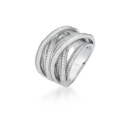 Luxury Zircon Wrap Ring | CZ Silver Ring | Silver Women's Ring | CZ Silver Statement Ring | Multi Strand White Gold Ring