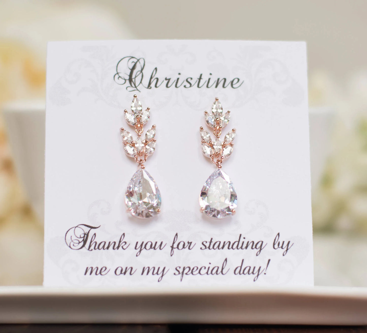 Rose Gold Sapphire Earrings,Bridesmaid Earrings,Bridesmaid Proposal,Rose Gold Wedding,Bridal Earrings,Navy Blue Wedding,Blush & Blue Wedding