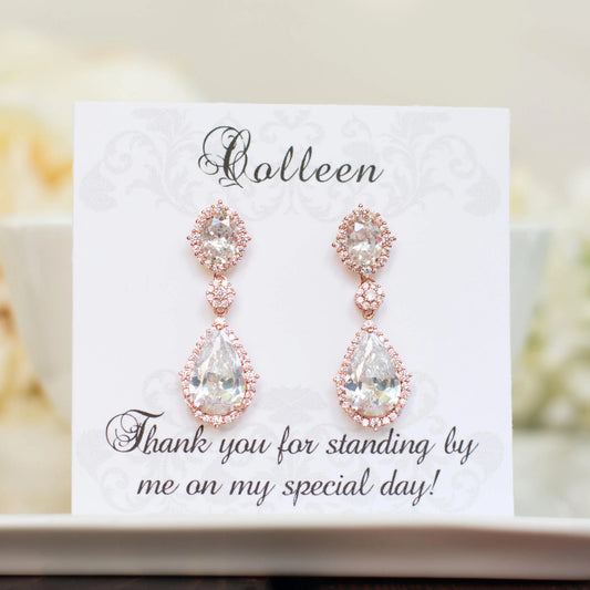 Yellow Gold Bridal Earrings | Bridesmaid Gifts | Bridesmaid Jewelry | Gold Wedding Jewelry | Bridesmaid Earrings | Bridesmaid Proposal Prom