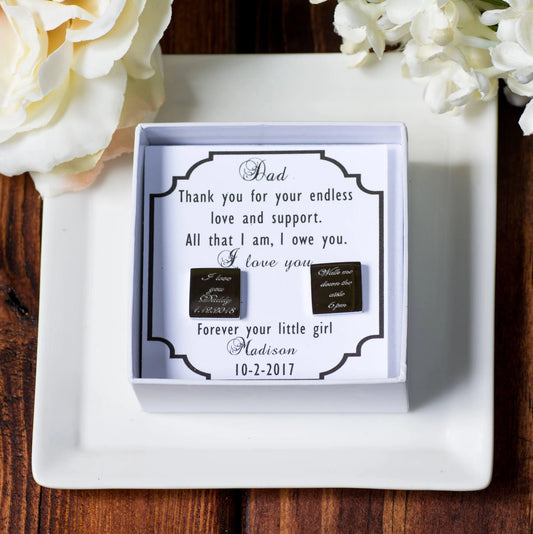 Father of the Bride Cufflinks | Personalized Cufflinks | Wedding Cufflinks | Engraved Cufflinks | Custom Cufflinks