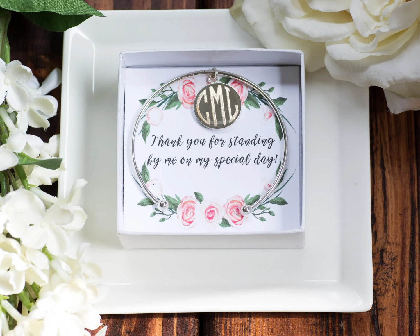 Monogram Jewelry | Personalized Bridesmaid Gifts | Bridesmaid Jewelry | Custom Name Jewelry | Bangle Bracelet | Cuff Bracelet