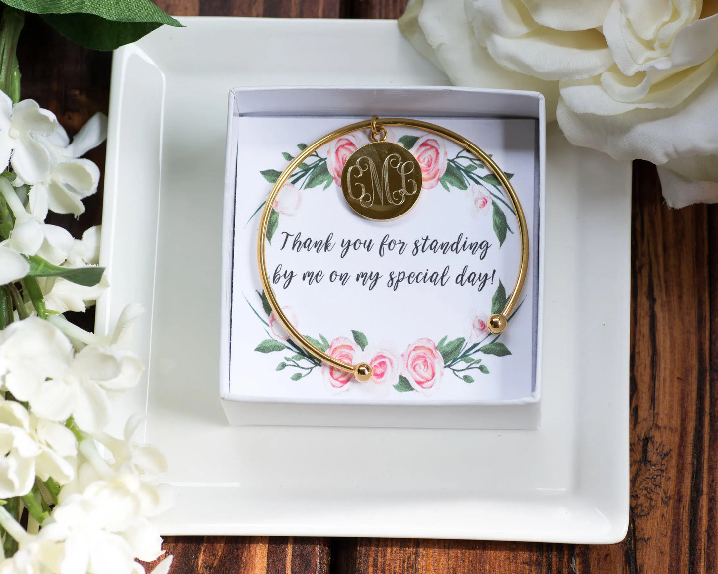 Monogram Jewelry | Personalized Bridesmaid Gifts | Bridesmaid Jewelry | Custom Name Jewelry | Bangle Bracelet | Cuff Bracelet