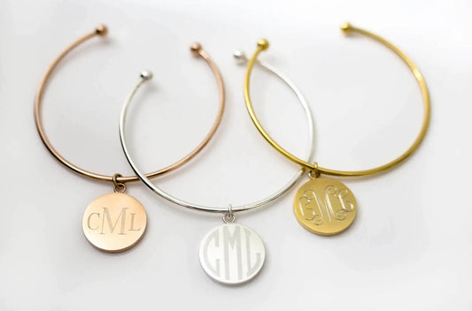 Monogram Jewelry | Personalized Bridesmaid Gifts | Bridesmaid Jewelry | Custom Name Jewelry | Bangle Bracelet | Cuff Bracelet