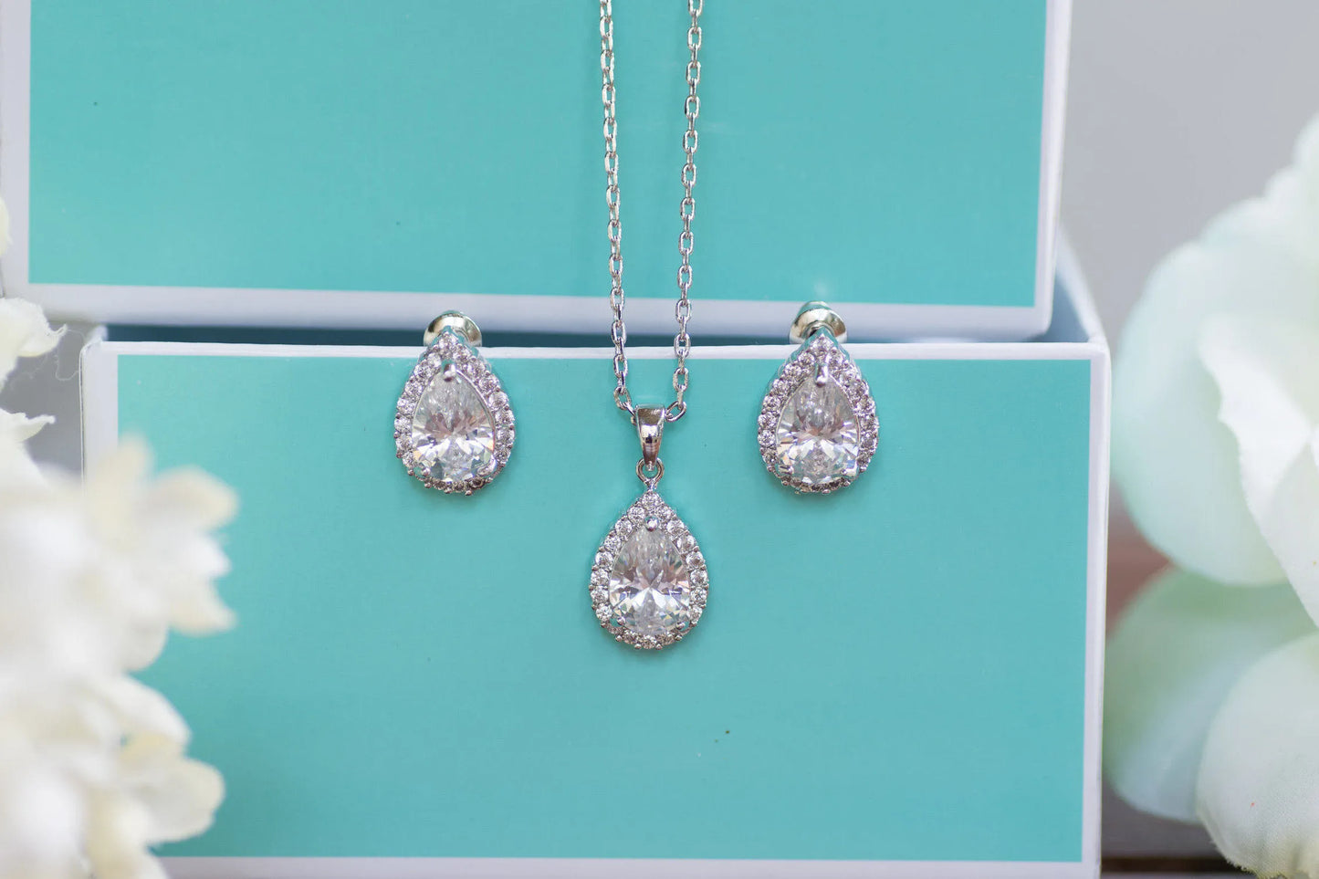 Sapphire Rose Gold Jewelry | Bridal Jewelry Sets | Rose Gold Wedding | Bridesmaid Sets | Bridesmaid Gifts | Wedding Jewelry | Teardrop Sets
