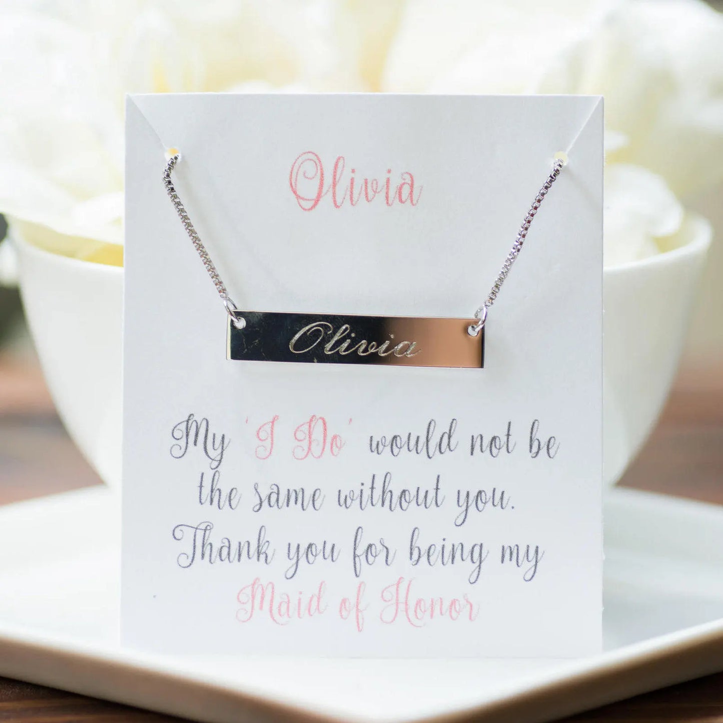 Name Necklace, Bar Necklace, Custom Coordinates, Sorority Necklace, Custom Name, Monogram Necklace, Greek Letters, Initials, Bridesmaid Gift
