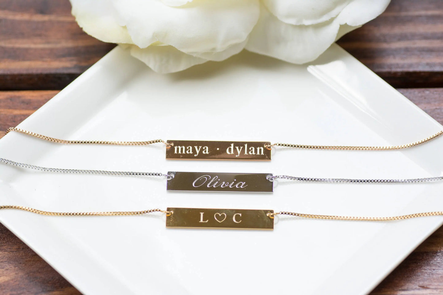 Name Necklace, Bar Necklace, Custom Coordinates, Sorority Necklace, Custom Name, Monogram Necklace, Greek Letters, Initials, Bridesmaid Gift