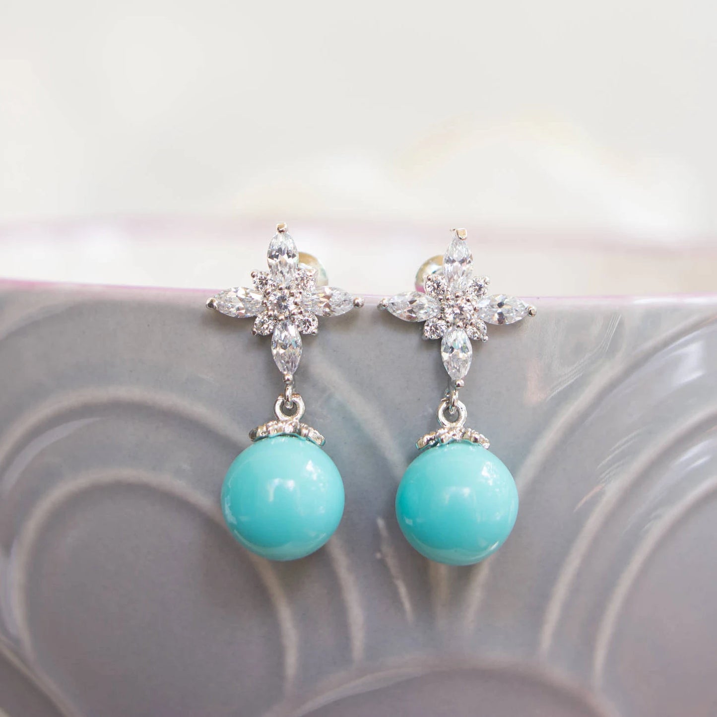Bridesmaid Earrings | Turquoise Earrings | Bridesmaid Proposal | Bridesmaid Jewelry | Aqua Blue Earrings | Bridesmaid Gift | Beach Wedding