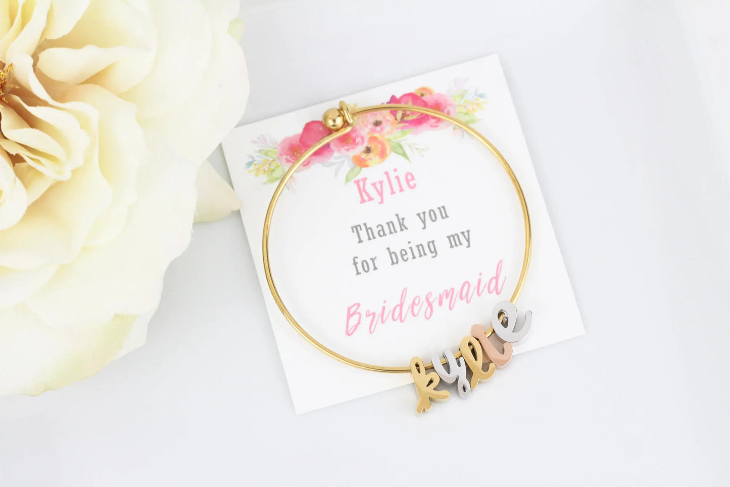 Maid of Honor Gift | Bridesmaid Gift, Initial Bracelet, Custom Name Bracelet, Flower Girl Gift, Personalized Gift, Bridesmaid Proposal
