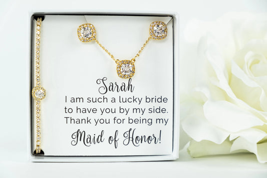 Gold Wedding Jewelry | Bridesmaid Gifts | Bridesmaid Jewelry | Bridal Jewelry Sets | Personalized Gifts | Wedding Jewelry | Weddings