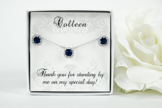 Sapphire Bridesmaid Jewelry | Bridesmaid Gifts | Bridesmaid Proposal | Bridesmaid Jewelry | Navy Blue Wedding | Bridesmaid Sets | Wedding