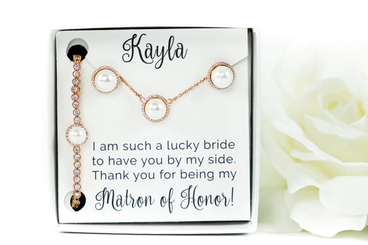 Rose Gold Pearl Wedding Jewelry | Pearl Bridal Jewelry | Pearl Bridesmaid Sets | Pearl Necklaces | Pearl Earrings | Pearl Bridal Sets