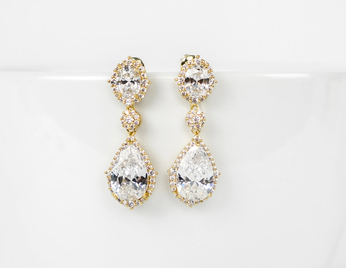 Yellow Gold Bridal Earrings | Bridesmaid Gifts | Bridesmaid Jewelry | Gold Wedding Jewelry | Bridesmaid Earrings | Bridesmaid Proposal Prom
